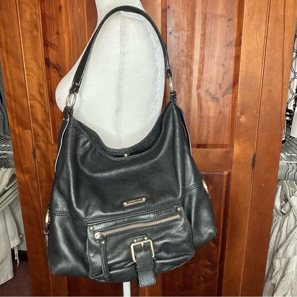 Michael Kors Austin Hobo Pebbled Leather Shoulder Bag w Gold Accents Y2K Slouchy - Picture 5 of 17